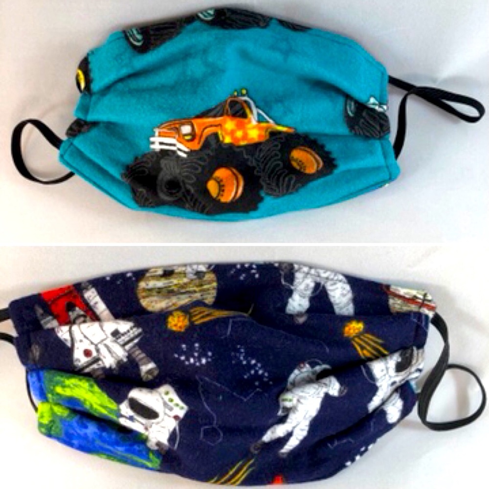 Trucks and Astronauts Two Sided Flannel face mask